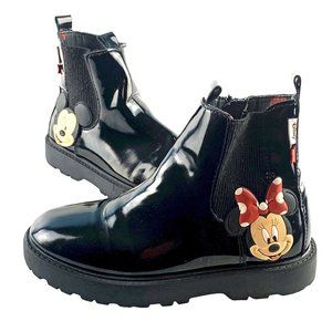 ZARA X DISNEY Faux‎ Patent Leather Zip Rain Boots